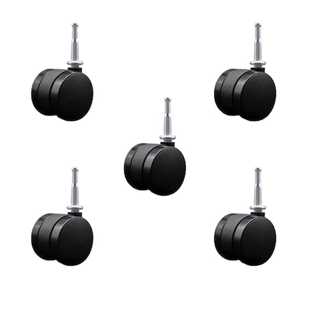 Service Caster 2'' Office Chair Casters Nylon Twin Wheel 5/16'' Grip Neck Stem, 5PK SCC-UHGN02S50-NYS-5